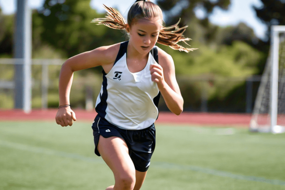 e a young player running through an agility ladder, emphasizing fast footwork and focus.